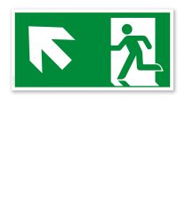 Fluchtwegschild Rettungsweg links aufwärts nach DIN EN ISO 7010 - E 001-3