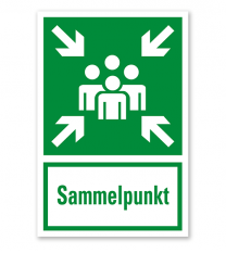 Rettungszeichen Sammelpunkt nach DIN EN ISO 7010 - E 007 - Kombi