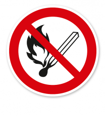 Verbotszeichen Feuer, offenes Licht und Rauchen verboten nach DIN EN ISO 7010 - P 003