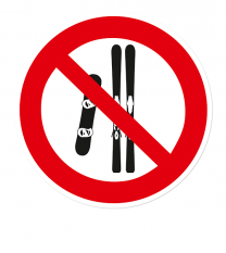 Verbotszeichen Ski und Snowboards abstellen verboten