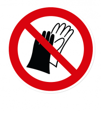 Verbotszeichen Benutzen von Handschuhen verboten nach DIN EN ISO 7010 - P 028