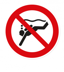 Verbotszeichen Geräte-Tauchen verboten nach DIN ISO 20712 - WSP004