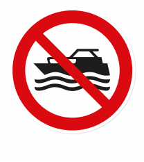 Verbotszeichen Maschinengetriebene Boote verboten nach DIN ISO 20712 - WSP009