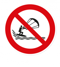 Verbotszeichen Kitesurfen verboten nach DIN ISO 20712 - WSP018