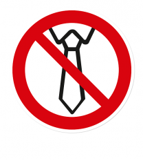Verbotszeichen Bedienung mit Krawatte ist verboten