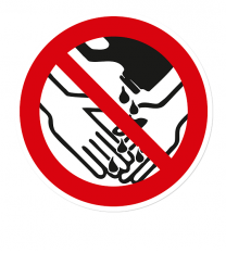 Verbotszeichen Händewaschen mit Lösungsmitteln verboten