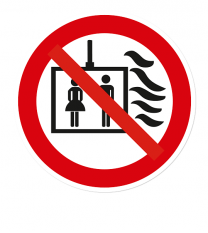 Verbotszeichen Aufzug im Brandfall nicht benutzen