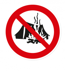 Verbotszeichen Zelten und Feuer entzünden verboten