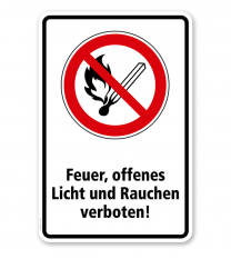Verbotsschild Feuer, offenes Licht und Rauchen verboten