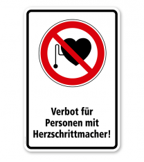 Verbotsschild Verbot für Personen mit Herzschrittmacher