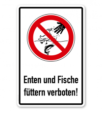 Verbotsschild Enten und Fische füttern verboten