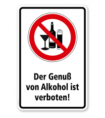 Verbotsschild Genuß von Alkohol verboten