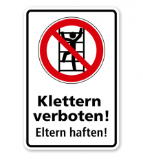 Verbotsschild Klettern verboten