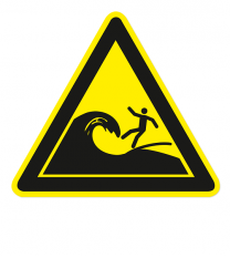 Warnzeichen Warnung vor Wellen / Sog und Schwell