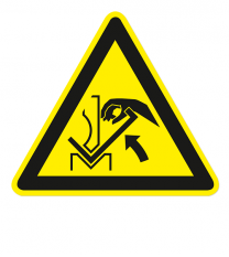 Warnzeichen Warnung vor Quetschgefahr zwischen Abkantpresse und Material nach DIN EN ISO 7010 - W 031