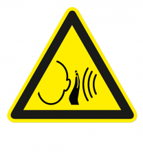 Warnzeichen Warnung vor unvermittelt auftretendem lauten Geräusch nach DIN EN ISO 7010 - W 038