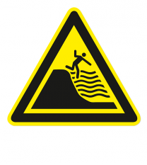 Warnzeichen Warnung vor steil abfallendem Strand nach DIN ISO 20712-1 - WSW 024