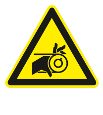 Warnzeichen Warnung vor Handverletzungen durch Riemenantrieb