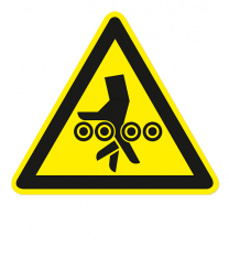 Warnzeichen Warnung vor Handverletzungen bei Einzugsgefahr durch Walzen