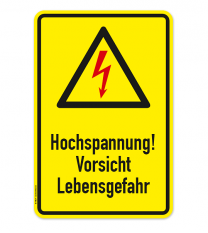 Warnschild Hochspannung - Vorsicht, Lebensgefahr