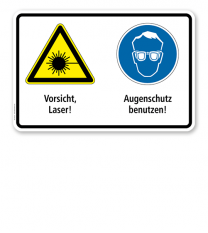 Warnschild Vorsicht, Laser - Augenschutz benutzen