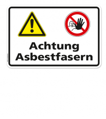 Warnschild Achtung, Asbestfasern - Zutritt verboten