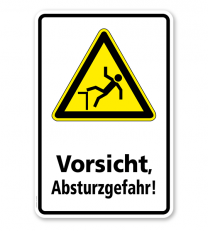 Warnschild Vorsicht, Absturzgefahr