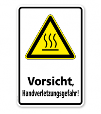Warnschild Vorsicht, Handverletzungsgefahr