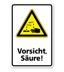 Warnschild Vorsicht, Säure