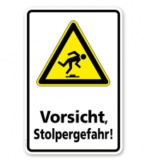Warnschild Vorsicht, Stolpergefahr