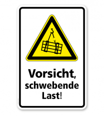 Warnschild Vorsicht, schwebende Last