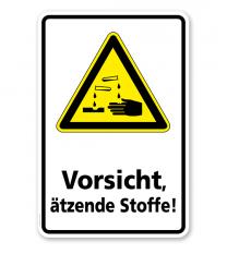 Warnschild Vorsicht, ätzende Stoffe