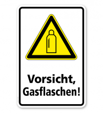 Warnschild Vorsicht, Gasflaschen