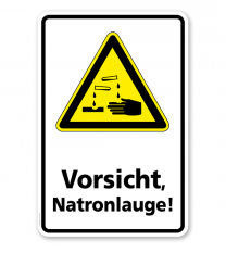 Warnschild Vorsicht, Natronlauge