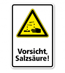 Warnschild Vorsicht, Salzsäure