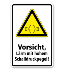 Warnschild Vorsicht, Lärm mit hohem Schalldruckpegel