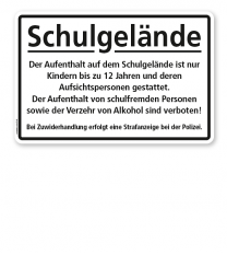 Textschild Schulgelände - Hinweise - TX
