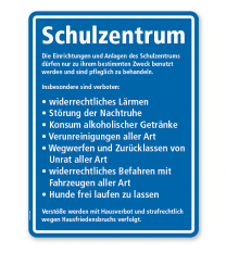 Textschild Schulzentrum - Verhaltenshinweise - TX