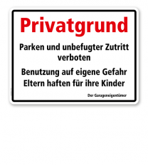 Textschild Privatgrund - TX