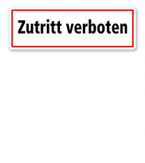 Textschild Zutritt verboten - TX
