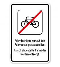 Kombischild Fahrräder bitte nur auf dem Fahrradstellplatz abstellen