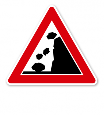 Steinschlag, Aufstellung rechts - Verkehrsschild VZ 145-16