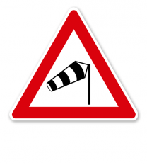 Seitenwind von rechts - Verkehrsschild VZ 117-10