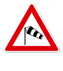 Seitenwind von links - Verkehrsschild VZ 117-20