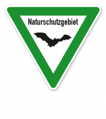 Verkehrsschild Naturschutzgebiet – Fledermaus