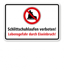 Verbotsschild Schlittschuhlaufen verboten! Lebensgefahr durch Eiseinbruch - WH