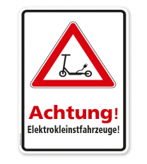 Hinweisschild Achtung Elektrokleinstfahrzeuge - WH