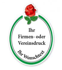 Maibaumschild Oval mit Rose und farbigem Rahmen - WH