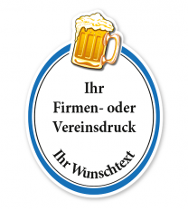 Maibaumschild Oval mit Bierkrug und farbigem Rahmen - WH