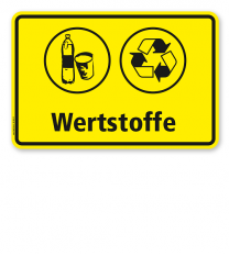 Schild Abfallentsorgung mit Symbolen – Wertstoffe - WH